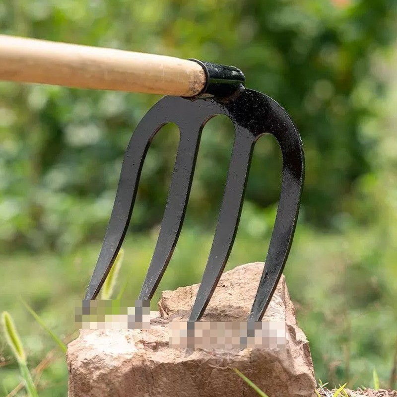 Four-Tooth Manganese Steel Garden Rake - Durable Farming Tool for Soil ...
