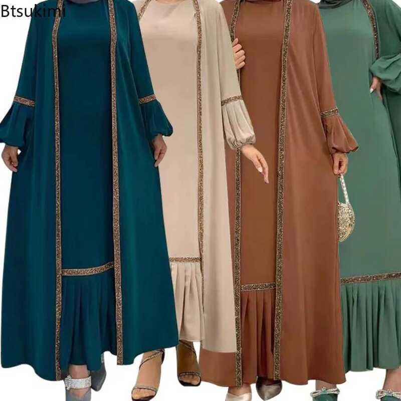 Abaya 2025Eid Muslim Women Dress 2 Piece Set Prayer Morocco Caftan ...