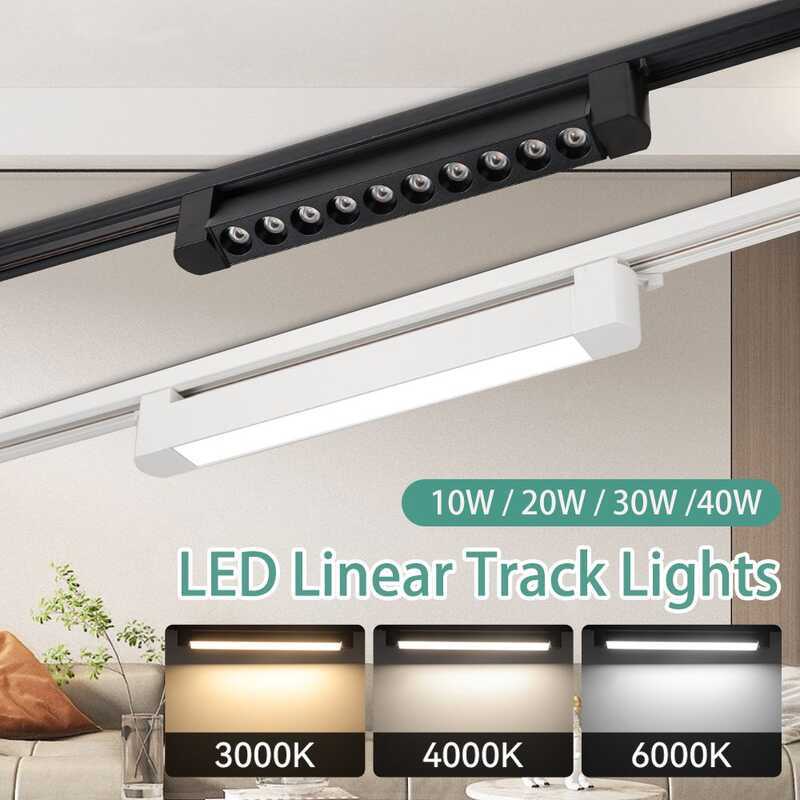 LED Linear Track Light 10/20/40W Ceiling Spotlight Aluminum Rails Lamp ...