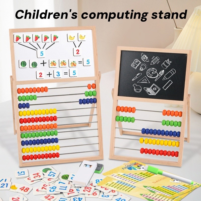 5/10-Row Kids Solid Wood Maths Education Counting Toys Toddler Learning ...