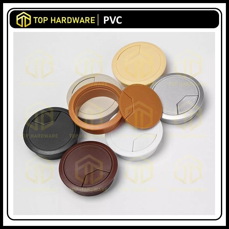 TOP 60mm PVC Chrome Wire Cable End Cap Round Desk Grommet Cover for ...