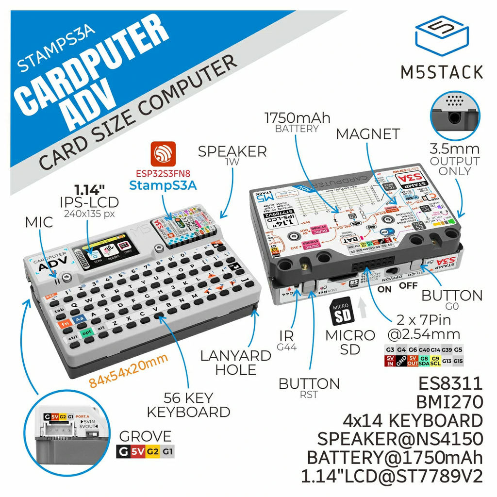 M5Stack Cardputer Adv Version (ESP32-S3) Card Size Computer | Shopee ...