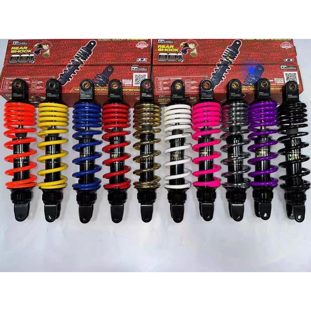 MUTARRU REAR SHOCK M-001 BLACK / WHITE SERIES MIO CLICK BEAT SKYDRIVE ...