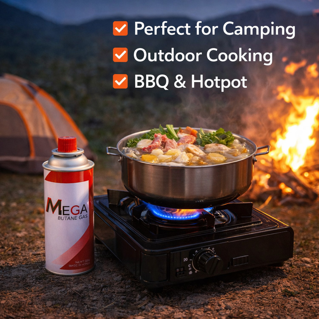 MEGA #220g Butane Gas Canisters 4PCS – Home Hotpot, Portable Stove ...