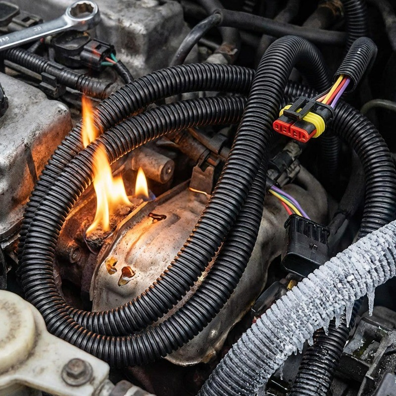 Car Wiring Harness Protect Sleeve - PP Flame Retardant Spiral ...