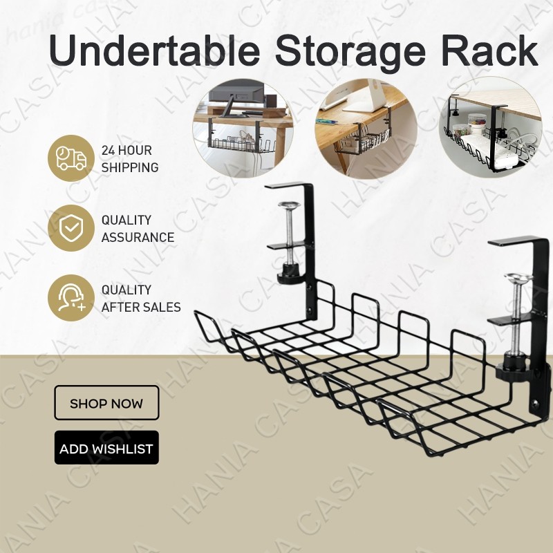 Under Table Storage Rack Desk Wire Organizer Tray Desk Socket Holder ...