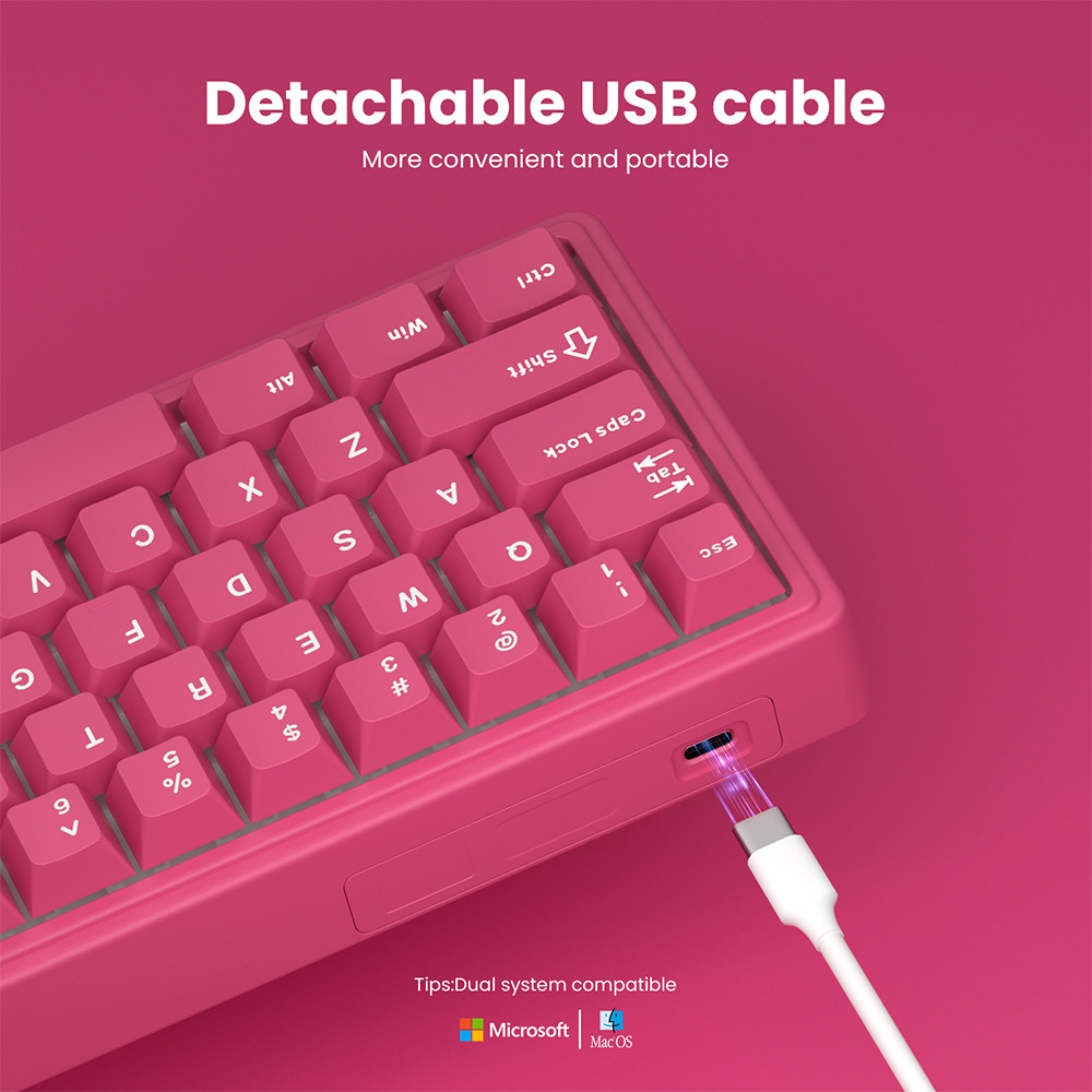 RK Royal Kludge RK R65 Berry Red Wired Hot Swapple Mechanical Keyboard ...