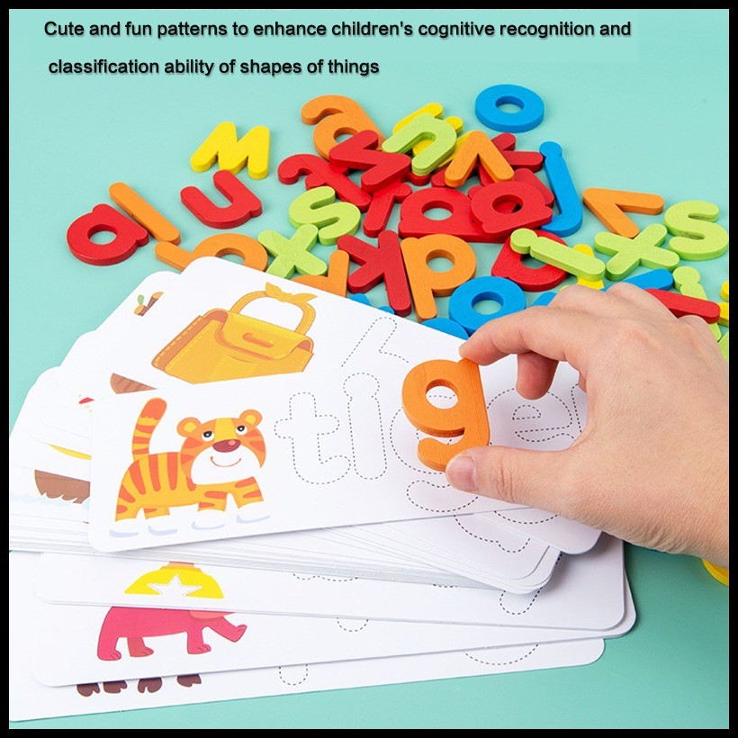 Wooden Alphabet Letter Learning Cards Set Word Spelling Card Word Toys ...
