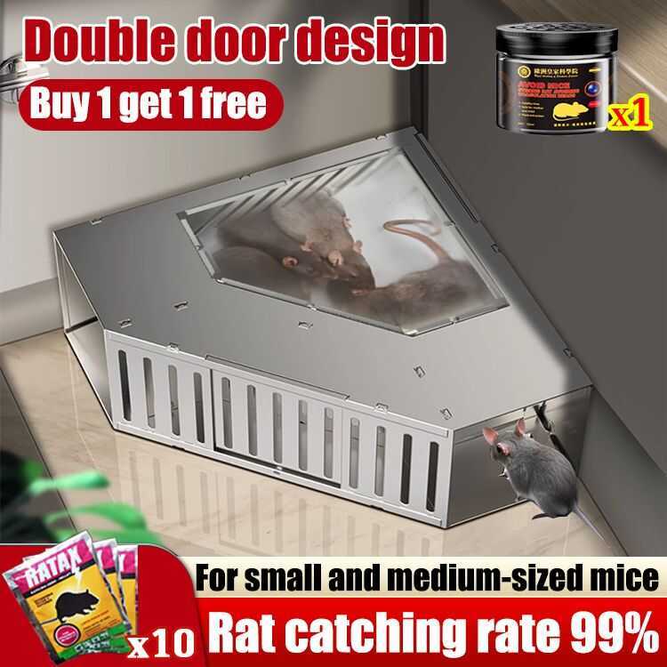 100% Rat Catch Mouse Trap Continuous Capture Double Door Design ...
