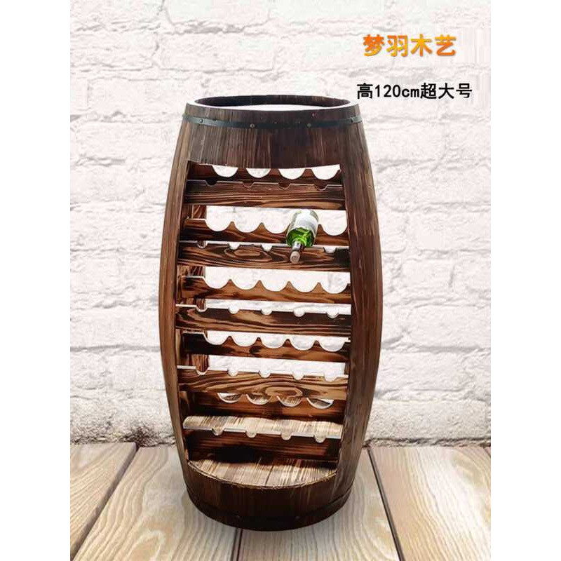 Decorative oak barrel rack, storage display cabinet, antique-style ...
