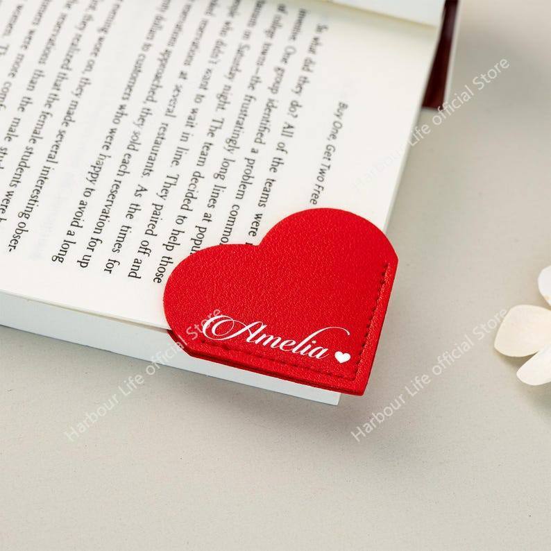 Personalized Gife / PU Leather bookmark / Heart bookmark /Teachers day ...