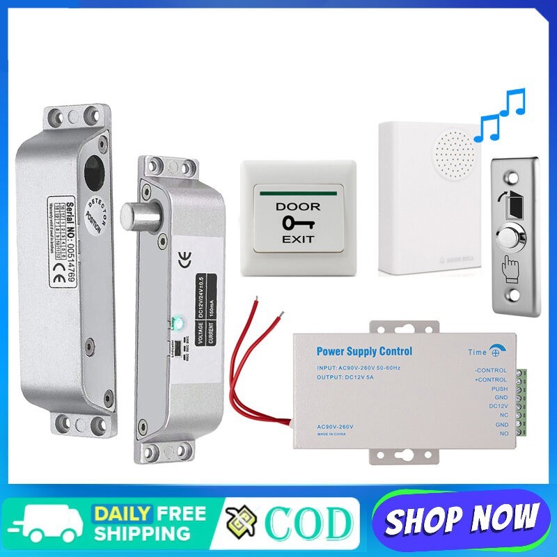 Open-mounted electric latch Wooden door Iron door latch frame glass ...