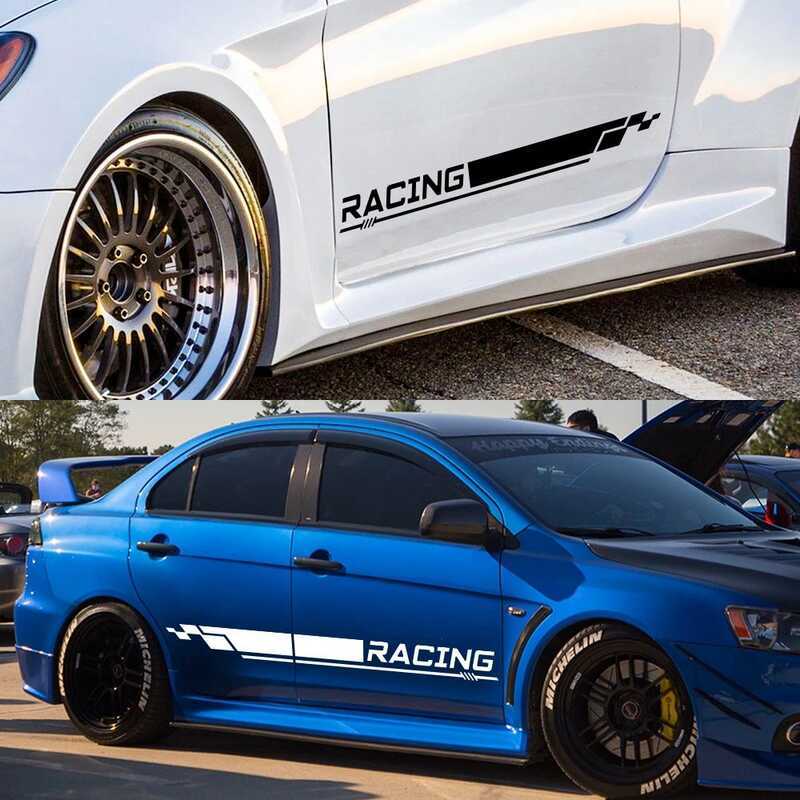 Various Sizes Car Side Skirt Stickers Stripes Graphics Racing Sport ...