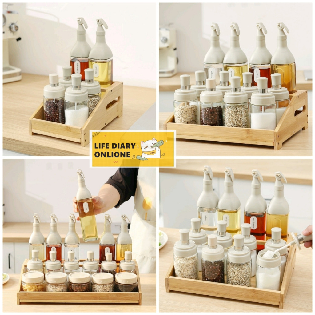 Oil Bottle Seasoning Bottle Glass Jars Kitchen Condiment Set Salt Sauce ...