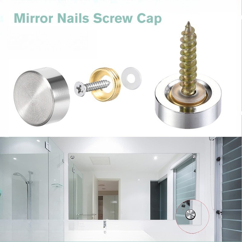 16 PCS Stainless Steel Mirror Nails Screw Cap Mirror Decorative 16mm ...