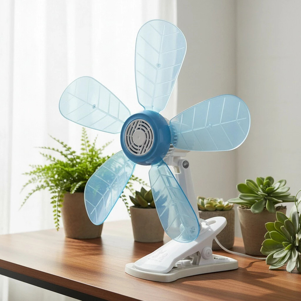 5-Leaf Home Electric Fan W/ Clip, Clover Fan Anti-Heat Portable Clip ...
