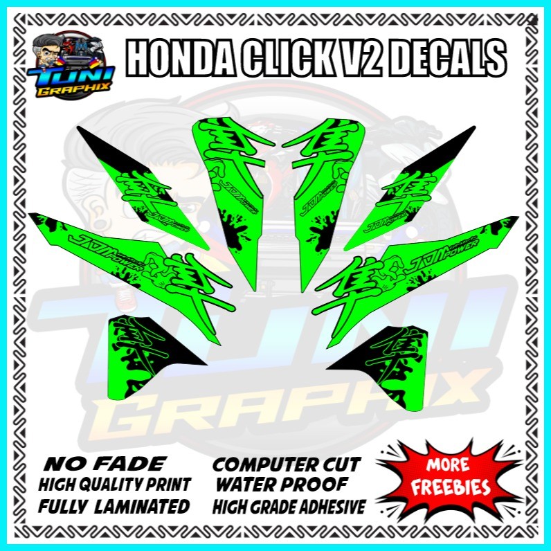 HONDA CLICK 125 V2 HAYABUSA V2 NEW DESIGN DECALS (High Quality Print ...
