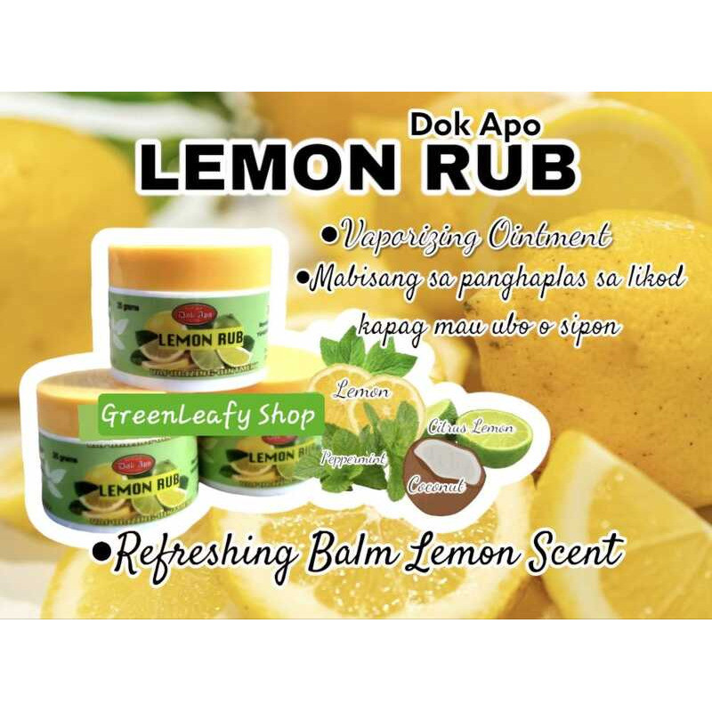 Dok Apo LEMON RUB Vaporizing Oitment Chest Rub Pain Relief Greenleafy ...