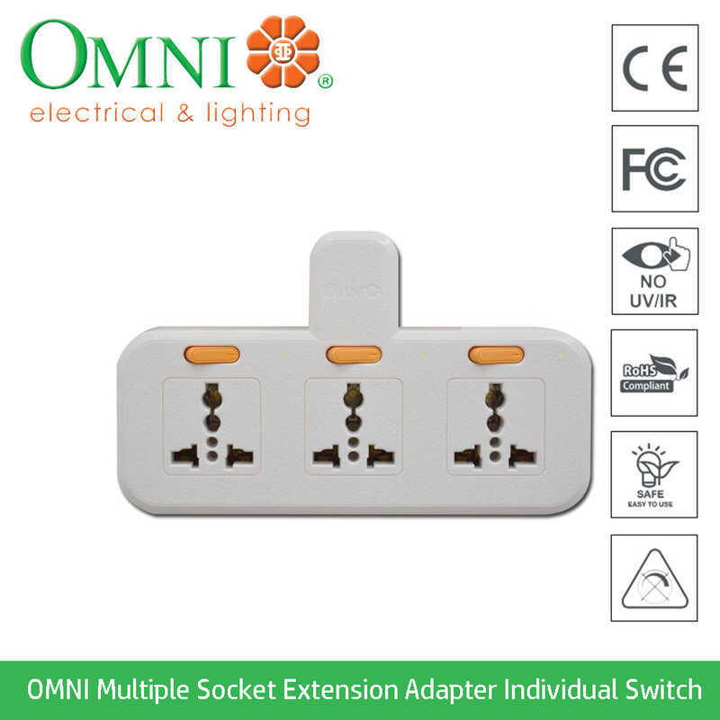 OMNI Multiple Socket Extension Adapter With Individual Switch 3 Gang ...