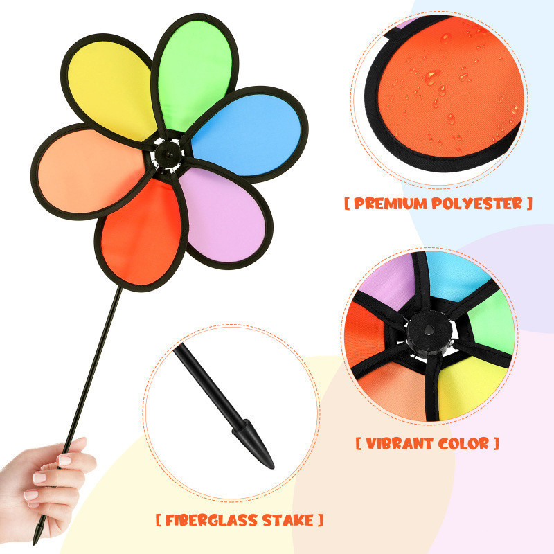 2Pcs Colorful Garden Windmill Cloth Pinwheel Rotating Decoration ...