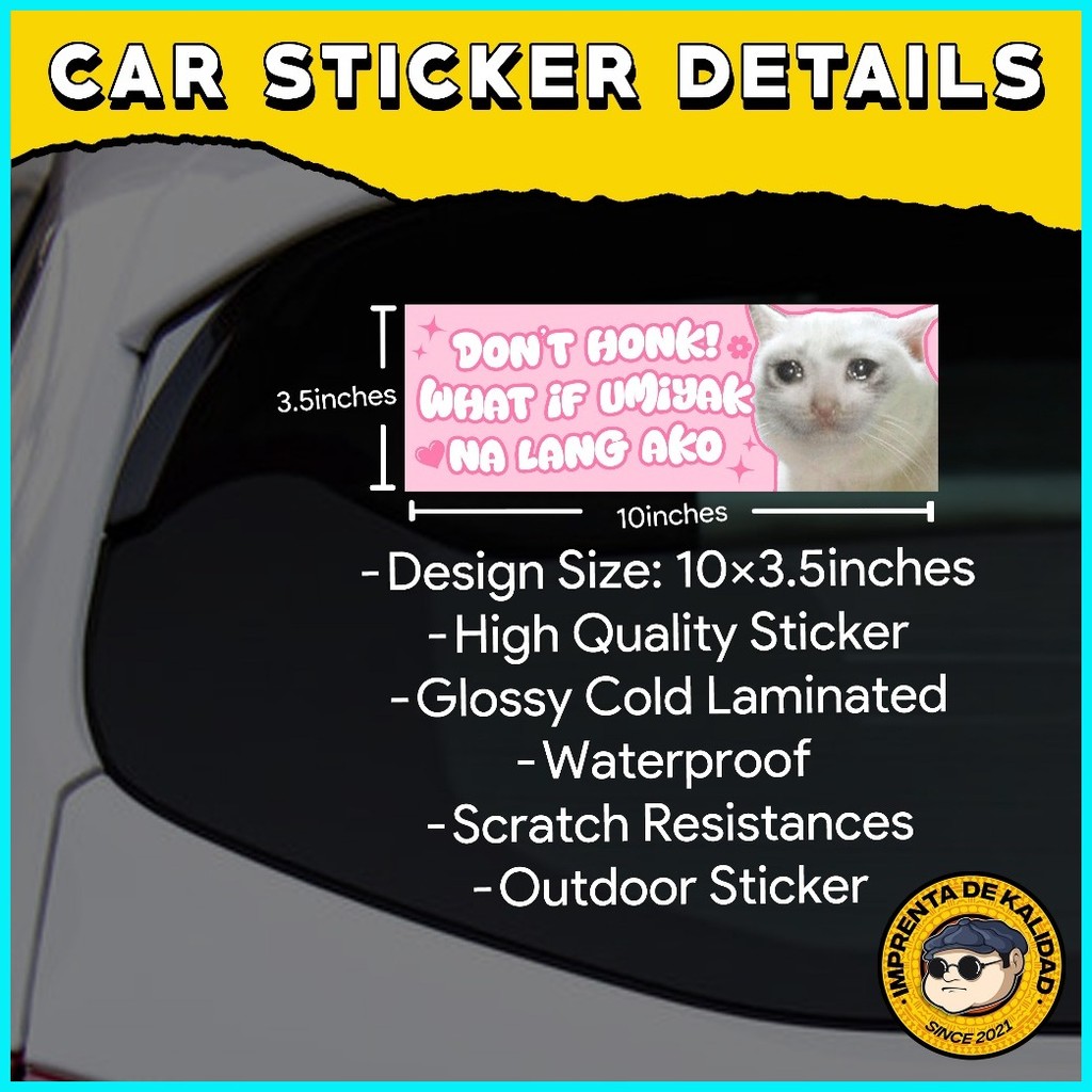 Car Meme Vinyl Sticker Car Decal Waterproof Cat Meme Shopee Philippines