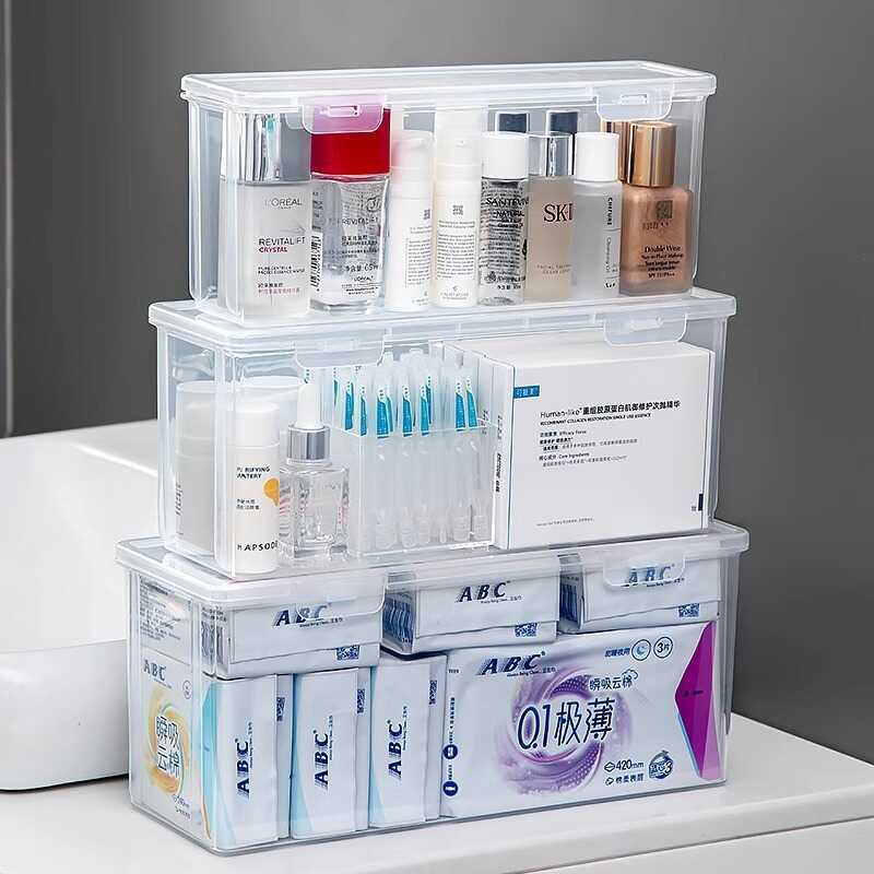 Ultra Desktop Storage Box Narrow Long Transparent With Lid Thin Deep ...
