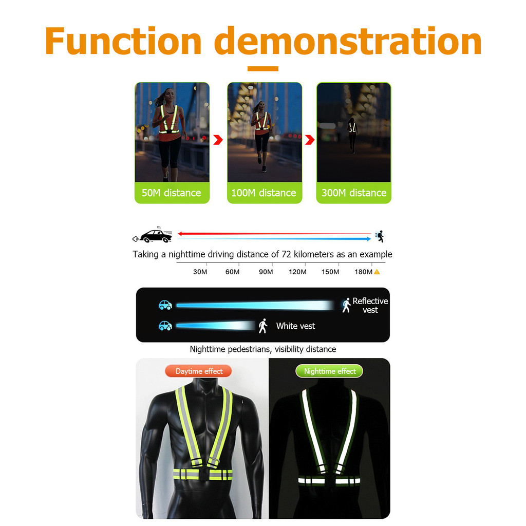 Garter Reflective Vest -High Visibility Safety Vest for Night Riding ...