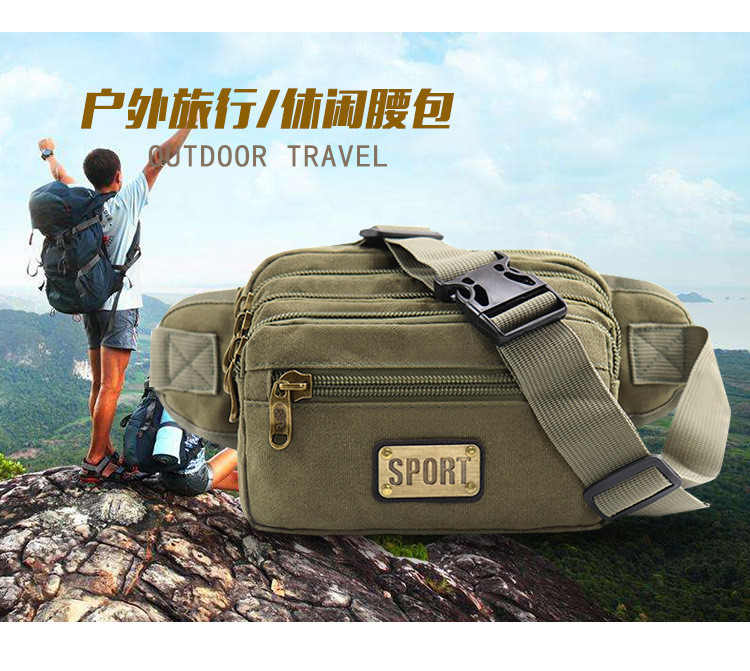 New Men'S Canvas Multifunctional Cashier Bag, Large-Capacity Waist Bag ...