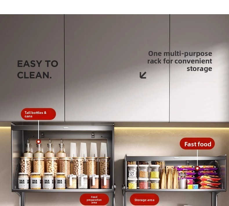 Double-Layer Folding Drop-Down Storage Box Kitchen Wall-Mounted Hanging ...