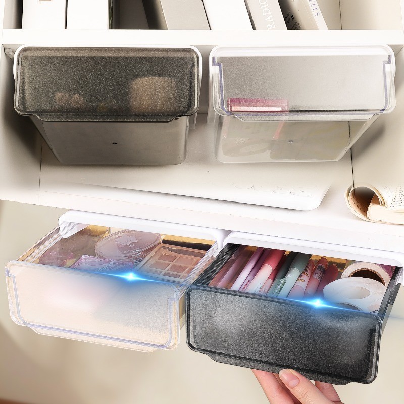 Under Desk Self-Adhesive Storage Box - Under Table Hiddens Style ...