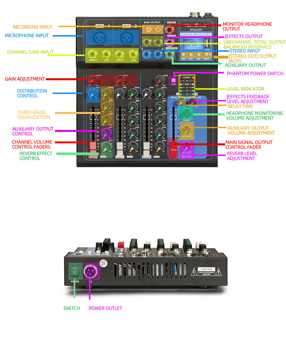 【COD】Yamaha F4/F7 4/7Channel Audio Mixer Professional MP3 player with ...