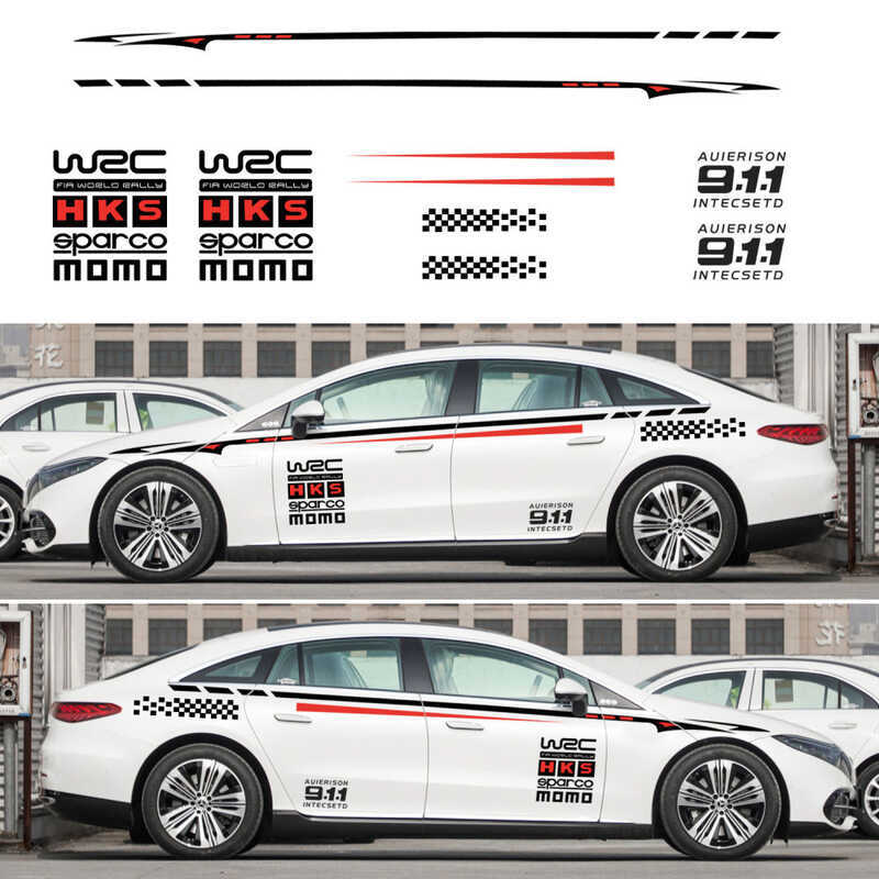 2Pcs Side Door Stickers Universal Vinyl DIY Modified Sports Racing ...