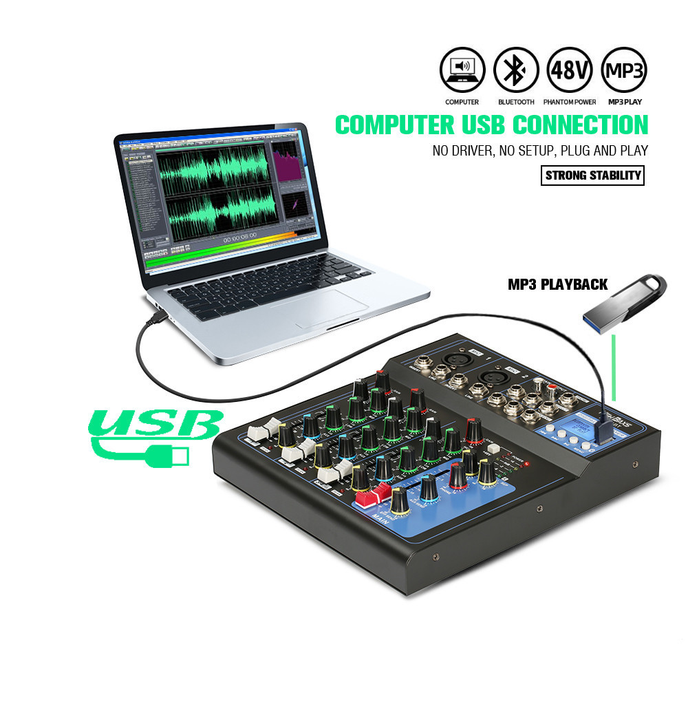 【COD】Yamaha F4/F7 4/7Channel Audio Mixer Professional MP3 player with ...