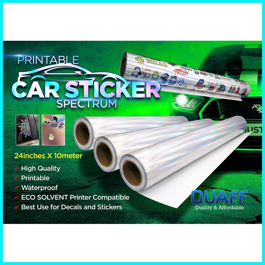 QUAFF Printable Car Sticker Holographic Spectrum (24 inches x 10 meters ...