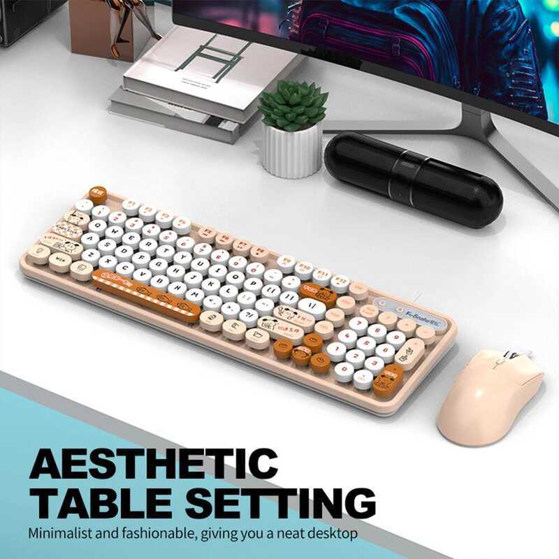 X New Wired USB Mixed Color Retro Circular Suspension Key Cap ...