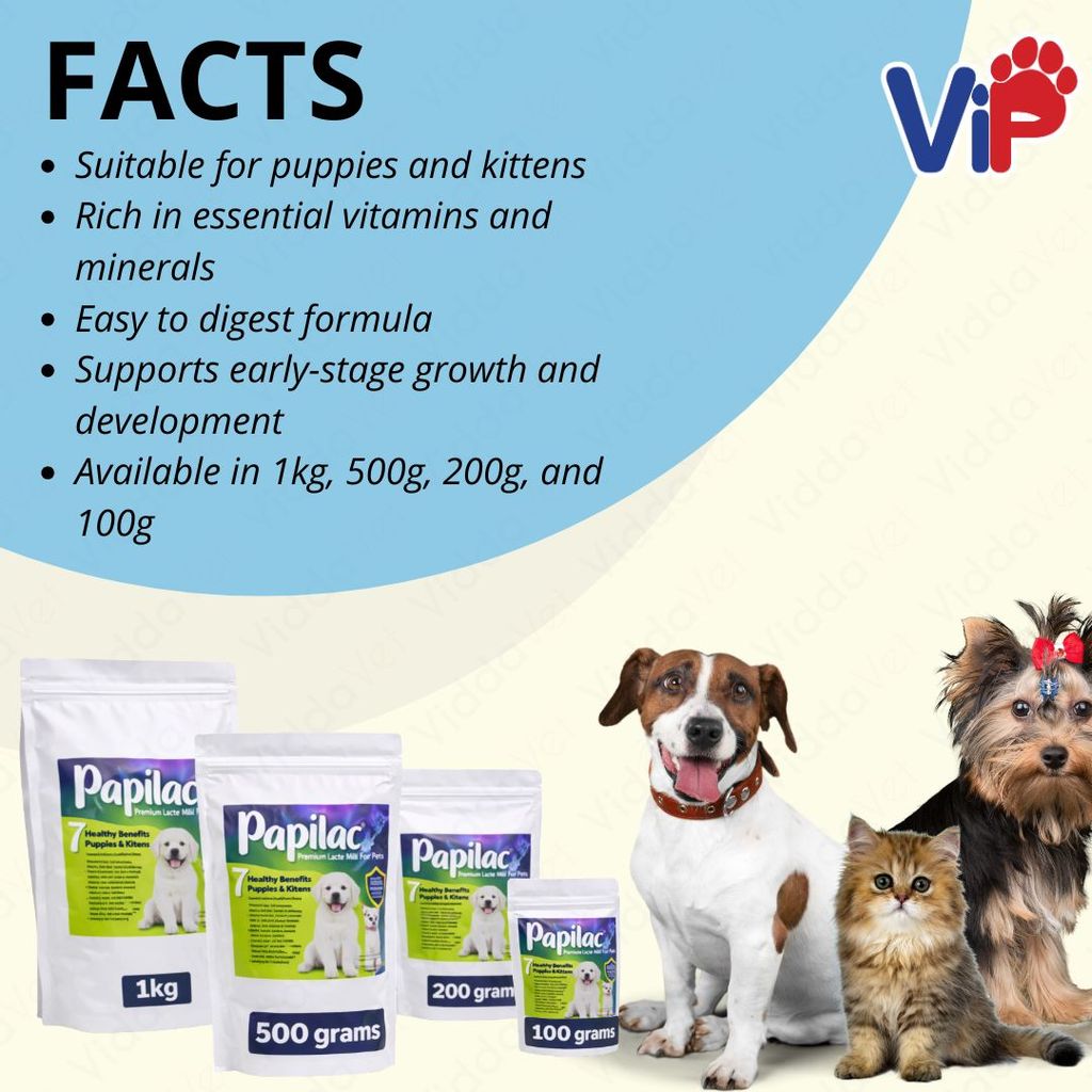 Papilac Milk for Puppies and Kittens Available in 1kg 500g 200g 100g ...