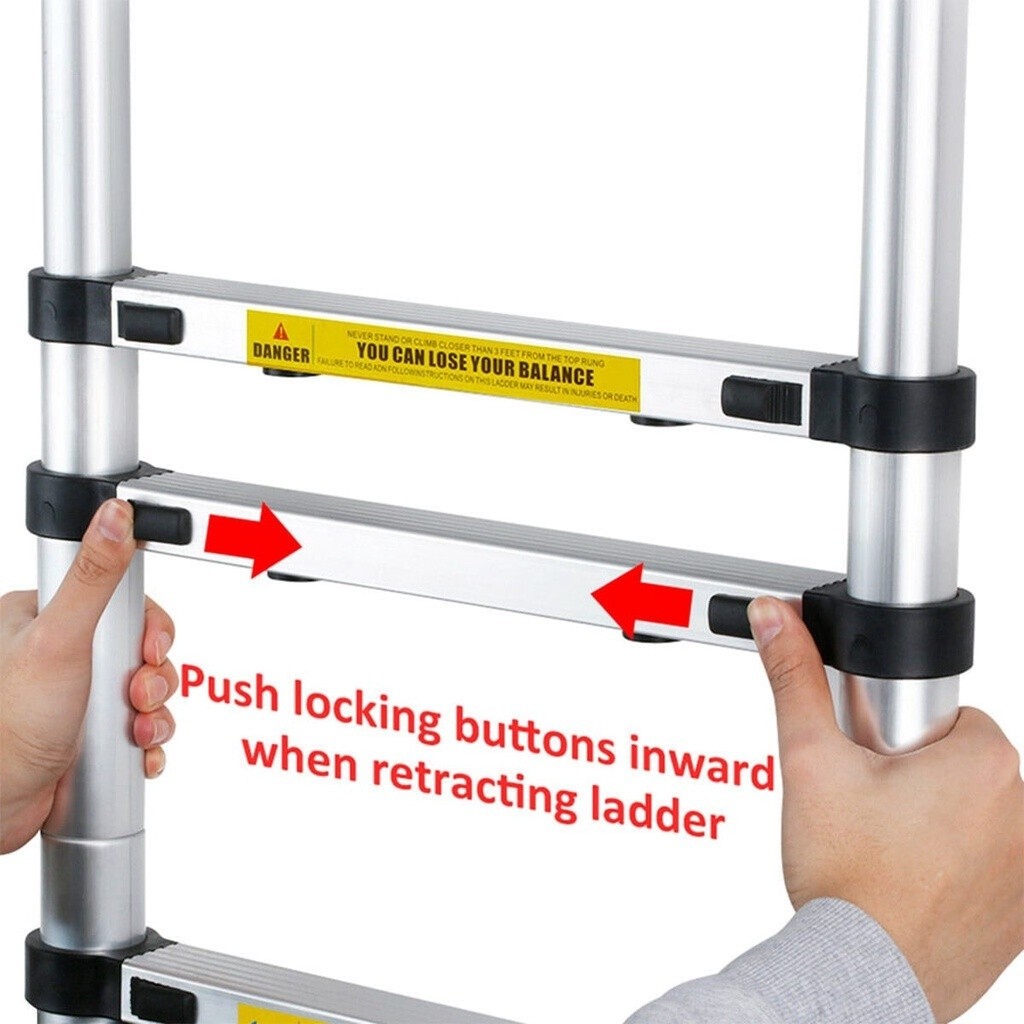 Telescopic Ladder Aluminum Extendable Foldable step ladder heavy duty ...