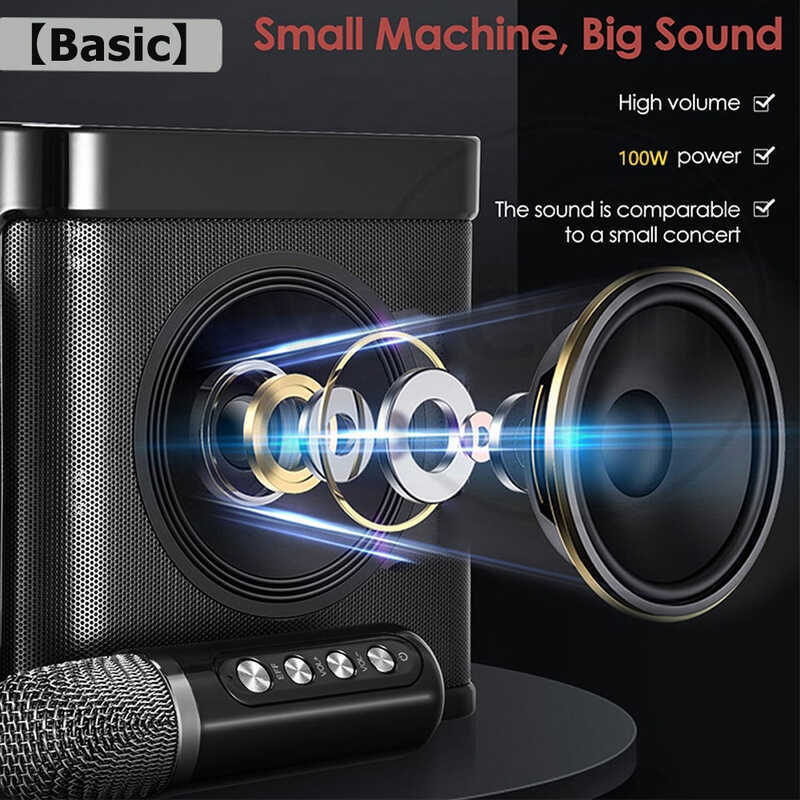 Microphone Wireless Bluetooth Dual Karaoke Speaker 3D Stereo Amplifier ...