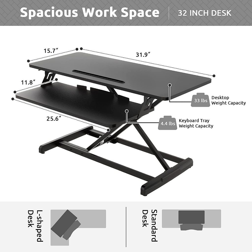 Adjustable Sitting Standing Convertible Desk Workstation Riser with ...