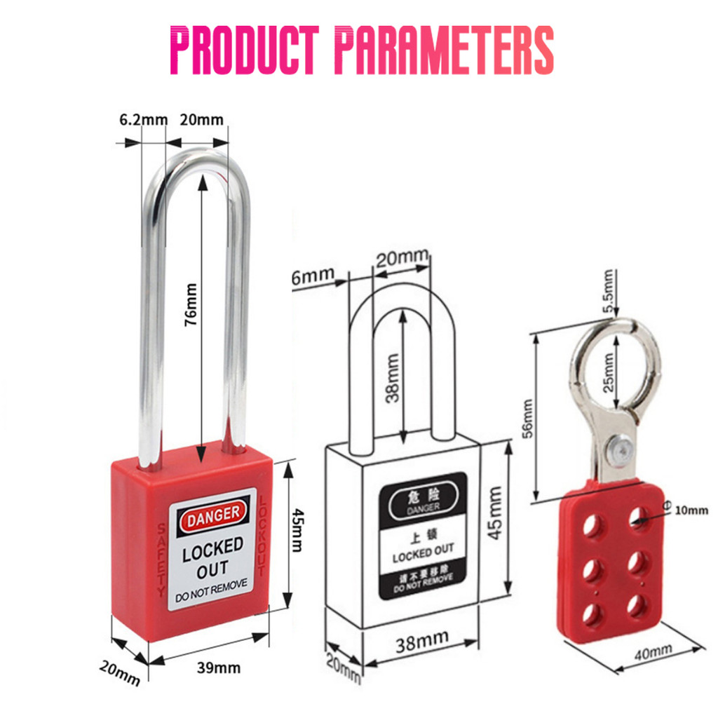 38mm LOTO Safety Padlock with Key Steel Shackle Lockout for Electrical ...