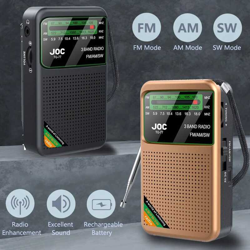 Mini Pocket Radio AM FM SW Portable Radio Batteries Rechargeable Ports ...