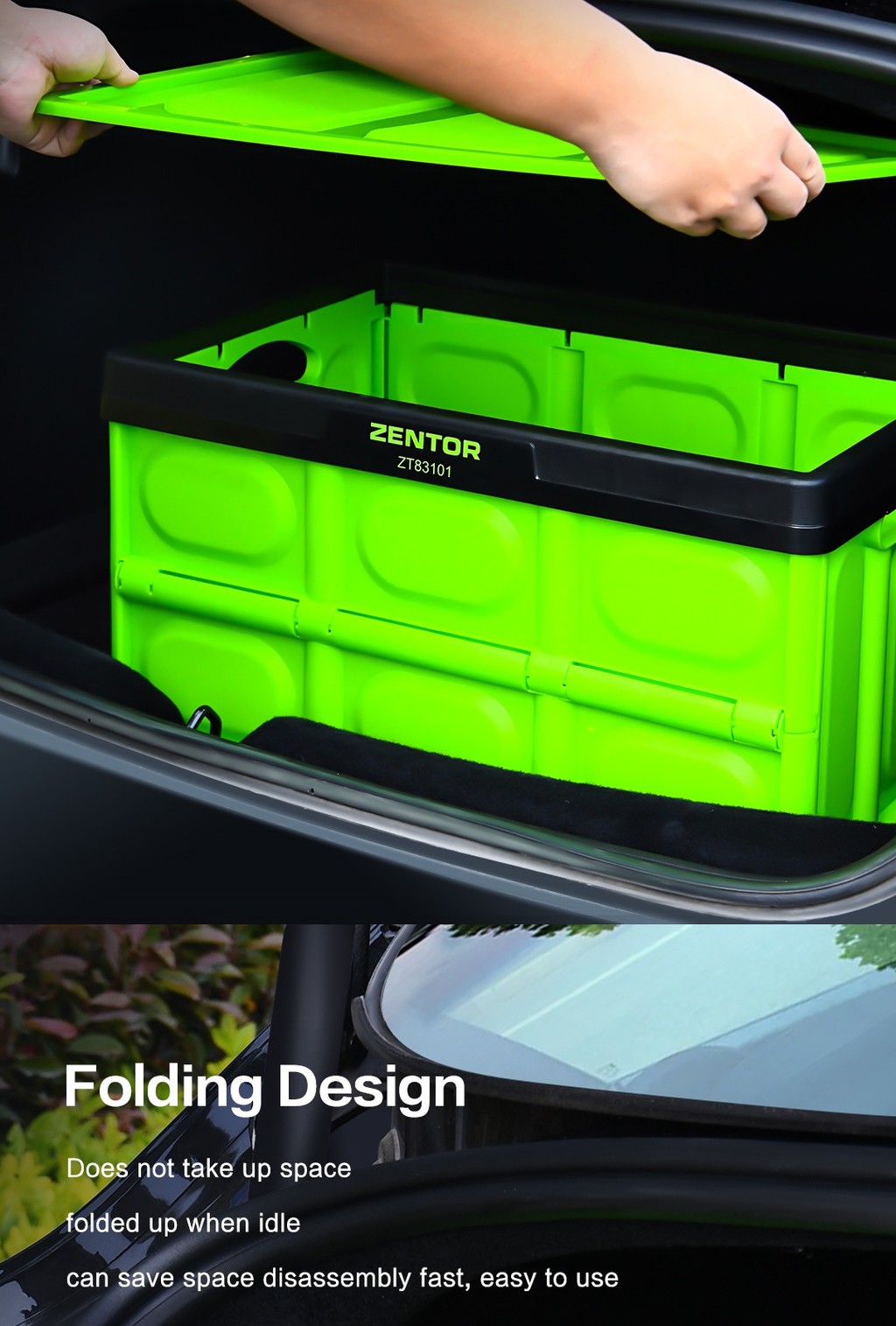 Deli ZENTOR Collapsible Car Trunk Container Foldable Durable Plastic ...