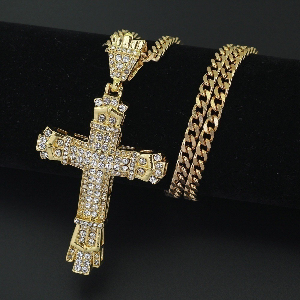 Vintage Fashion Punk Hip Hop Large Cross Pendant Necklace Men Retro ...