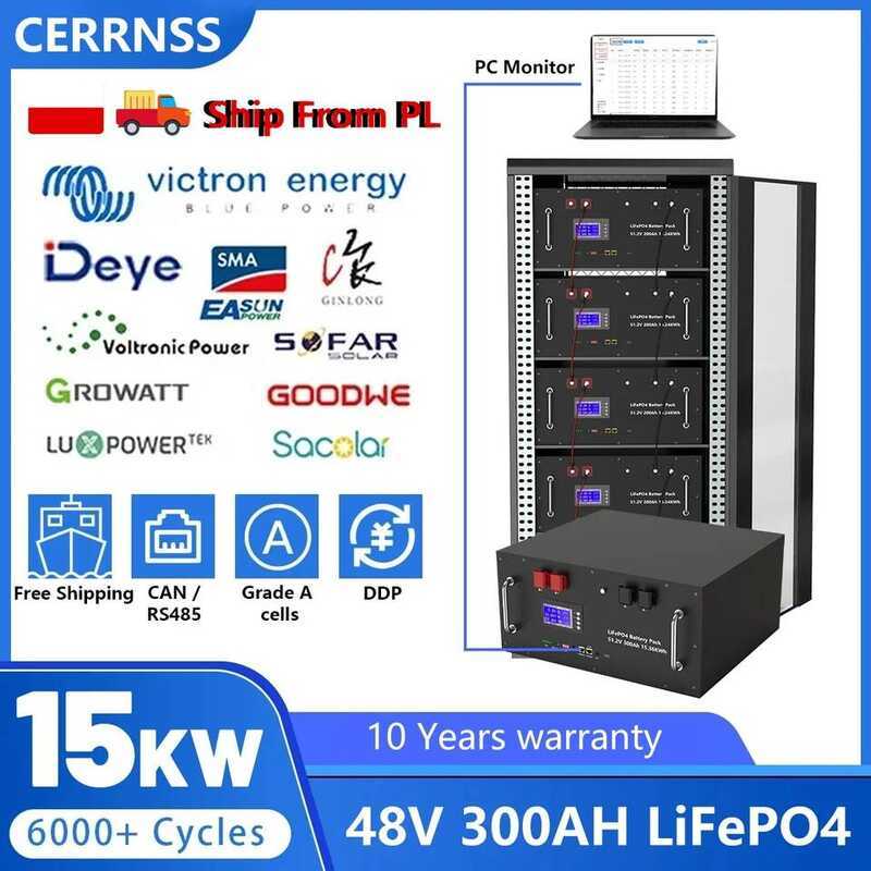 Lifepo4 48V 300Ah 15Kwh 51.2V 100Ah 150Ah 200Ah Lithium Solar Battery ...