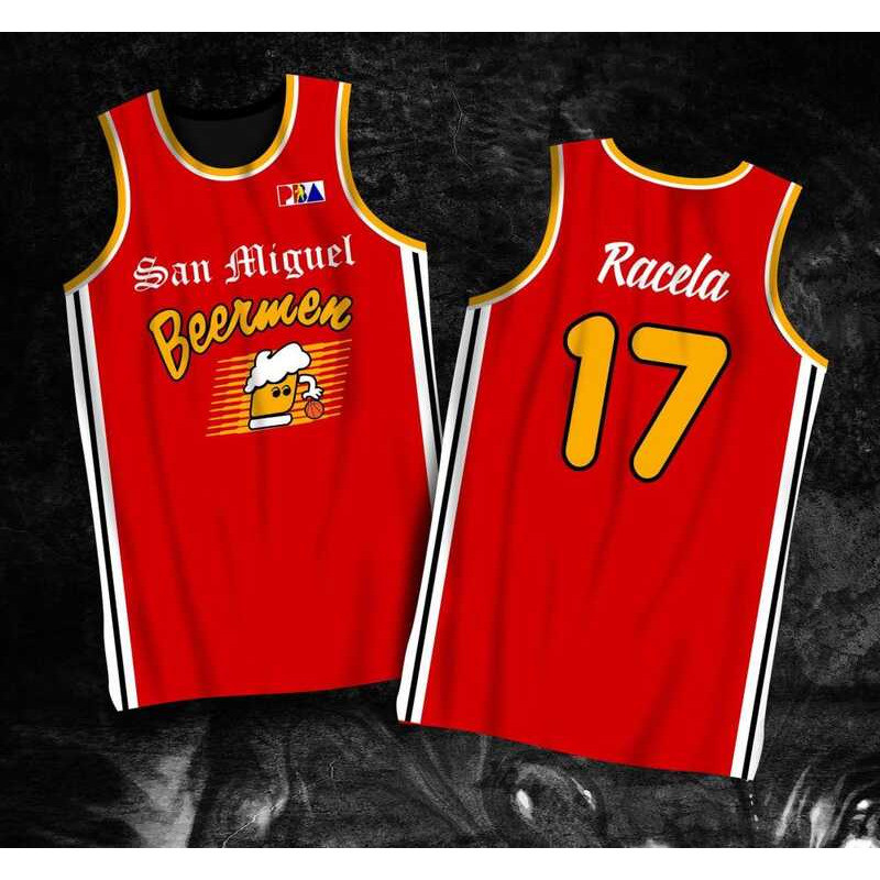 AA PBA RETRO JERSEY San Miguel Beermen Olsen Racela #17 Lim #9 ...