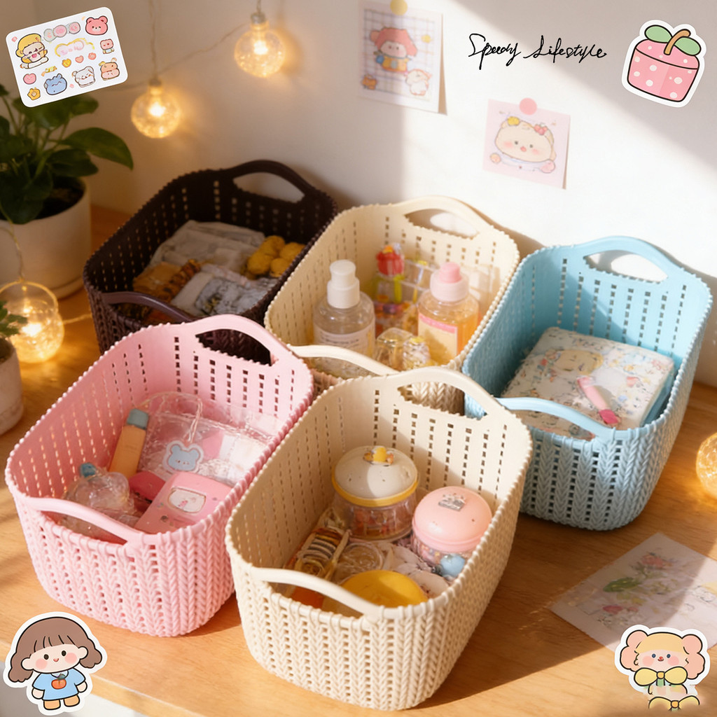 2pcs/1pcs Small plastic storage baskets storage basket small wicker ...