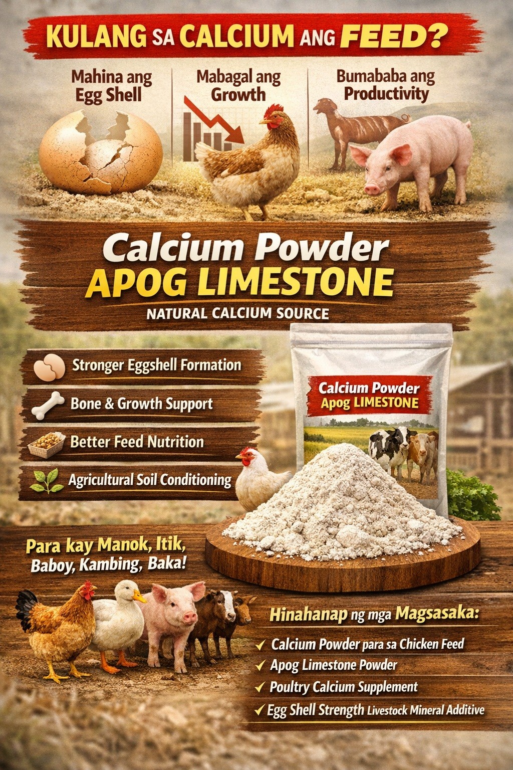 Calcium Powder Apog Limestone 500g Poultry Feed Supplement Egg Shell ...