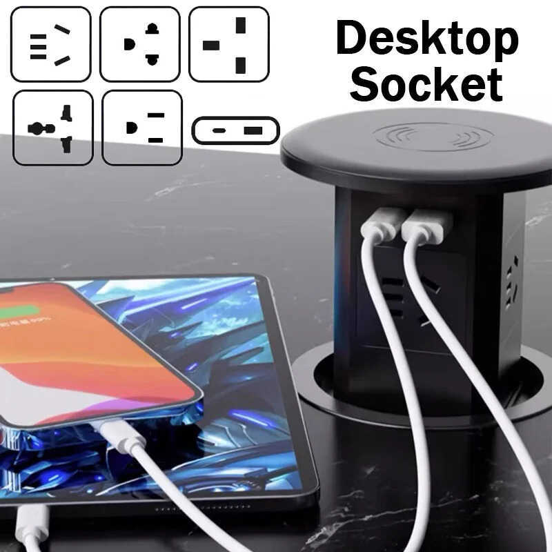 Automatic Pop Up Desktop Power Socket US UK AU Universal Plug Adapter ...