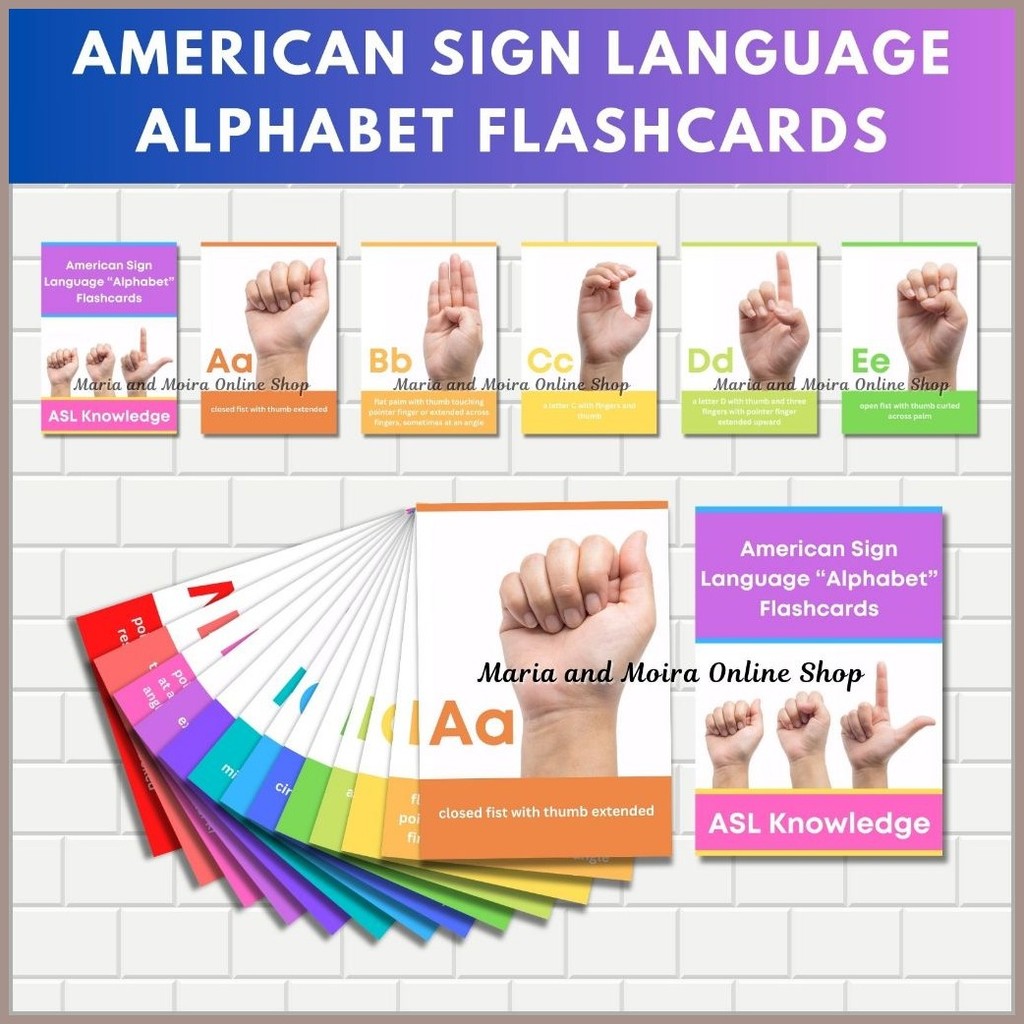ASL ALPHABET FLASHCARDS | LAMINATED AMERICAN SIGN LANGUAGE ALPHABET ...
