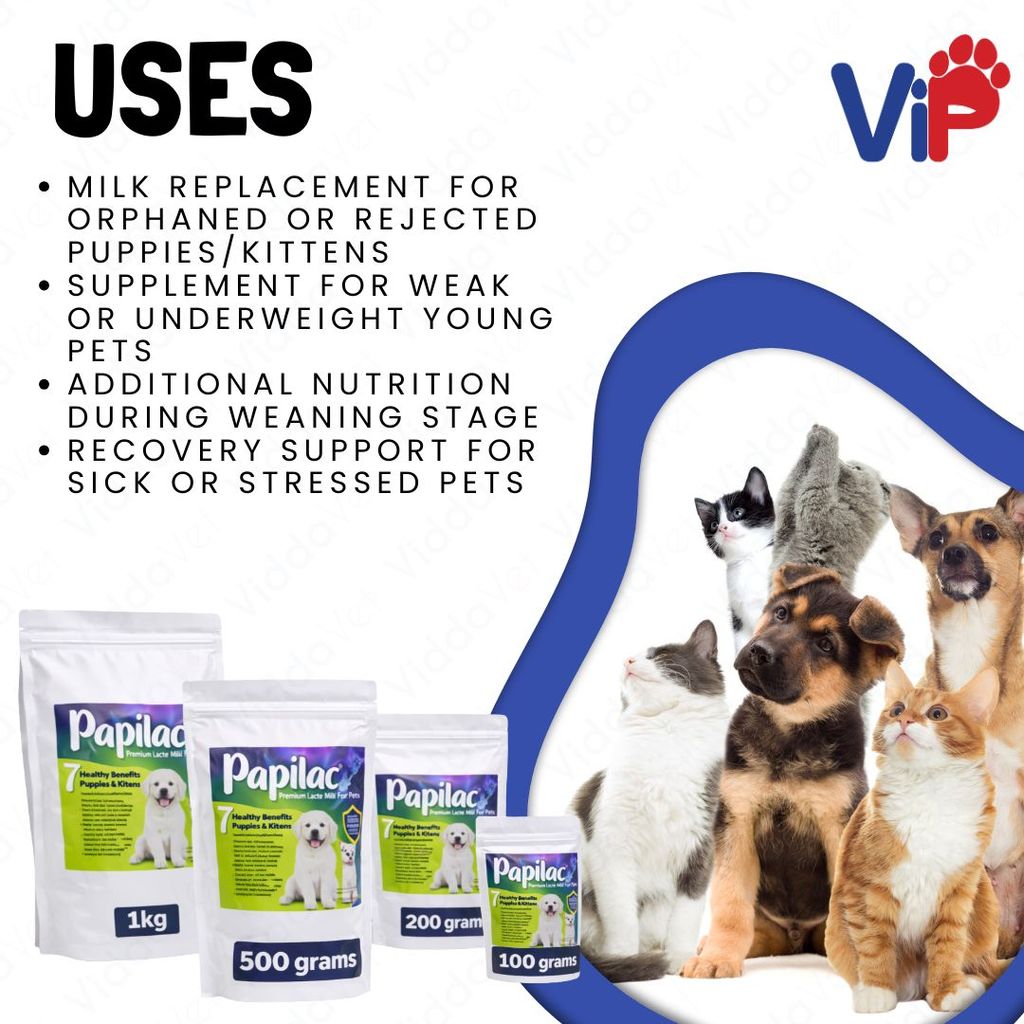 Papilac Milk for Puppies and Kittens Available in 1kg 500g 200g 100g ...